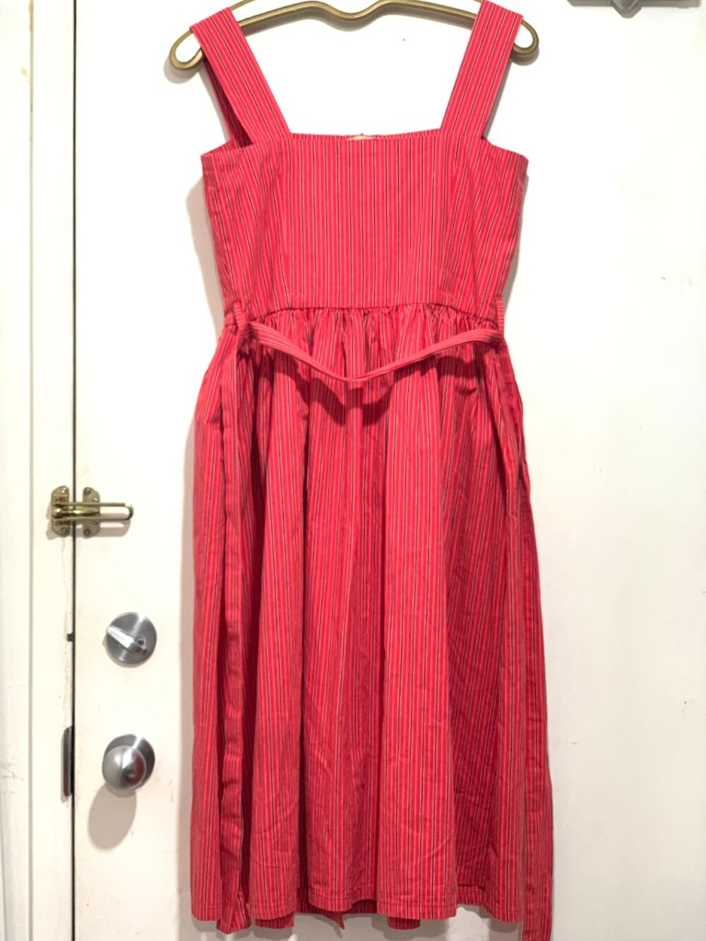 STREETBOX STRIPED BELTED COTTON SLEEVELESS MIDI DRESSES SIZE L - Picture 5 of 10